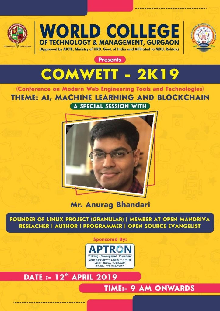 COMWETT 2019 poster at WCTM featuring Anurag Bhandari