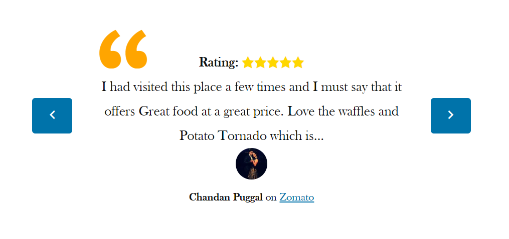 Screenshot of My Restaurant Reviews widget